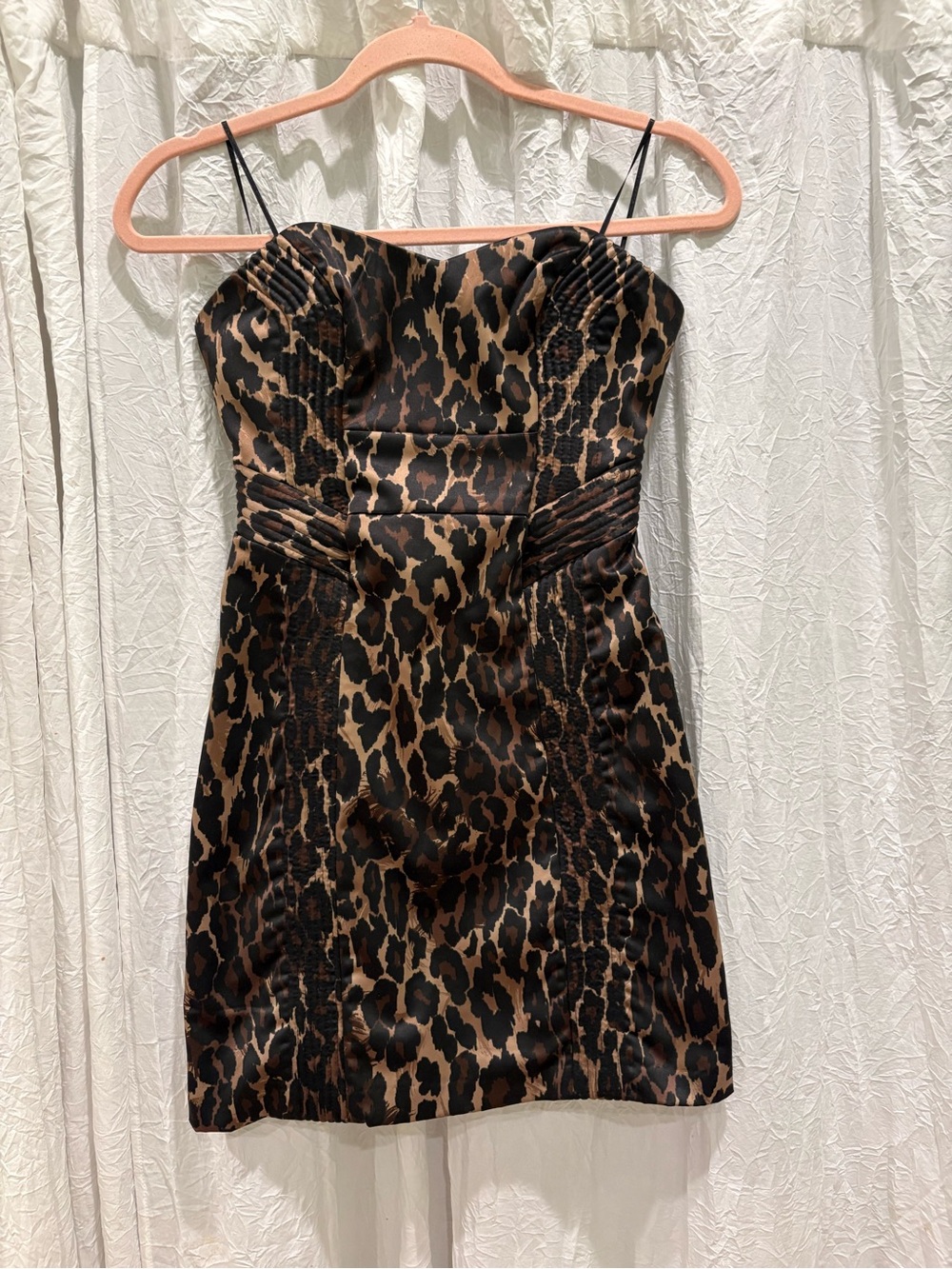 Guess Leopard Print Satin Mini Dress in Brown and Black